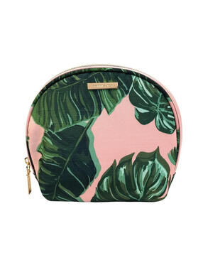 Sophia Joy Tropical Palm Print Travel Makeup Bag Pink Green Cosmetic Pouch